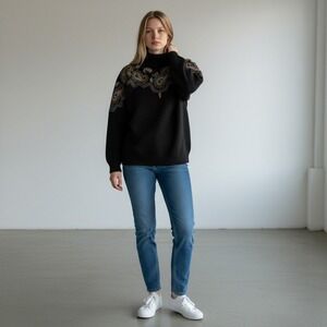 I.B. Diffusion Black Angora Silk Blend Sweater Gorpcore Grandma Goth Vintage 80s